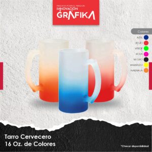 Tarro Cervecero 16 Oz de Colores