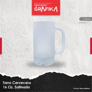 Tarro Cervecero de Vidrio Satinado (16 Oz).