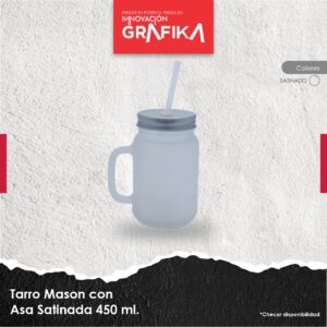 Tarro Masón con asa Satinado 450 ml